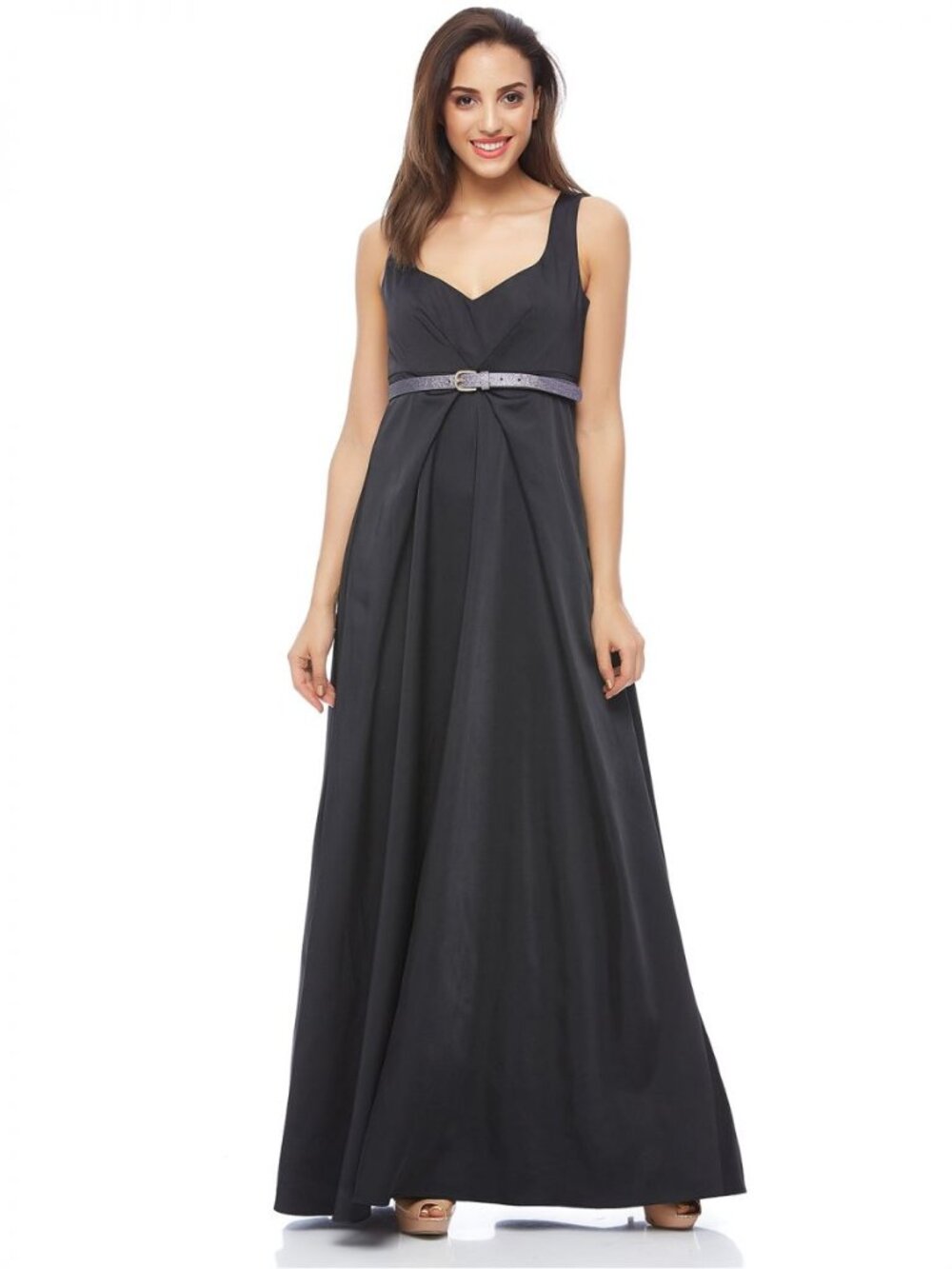 Luxurious Black Satin Maxi Gown - Timeless Evening Elegance